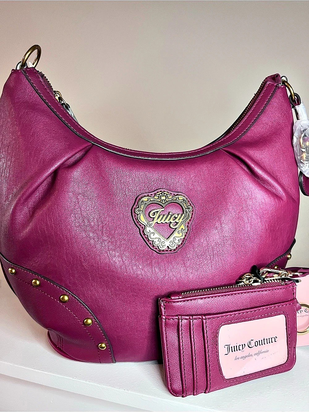 Juicy Couture Juicy Royal Crest Large Hobo Shoulder Bag and card wallet bundle